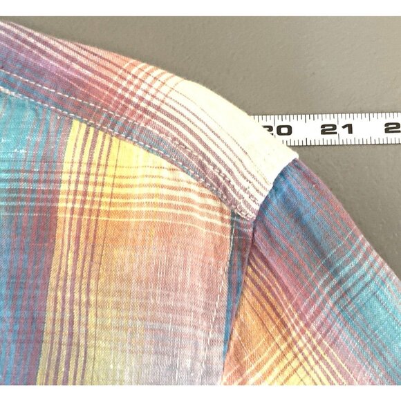 Tommy Bahama Shirt Men’s Size L 100% Linen Spring Plaid Pastel Long Sleeves - Picture 11 of 14